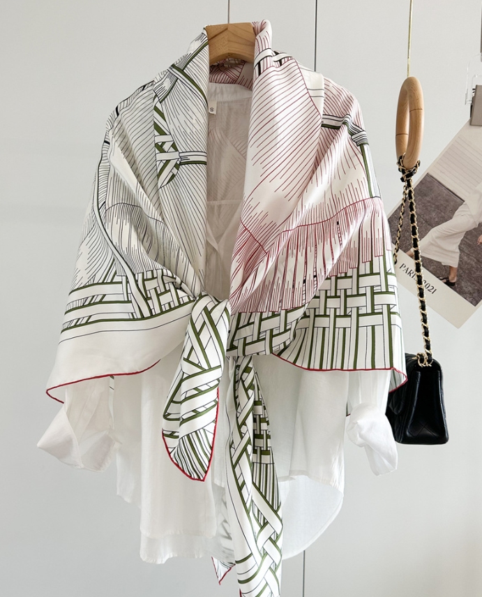 100% Mulberry Silk 53'' Square Scarf Women Neckerchief Wrap Pink Totem Print new