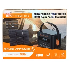 Wattbricks Energy 100W Portable Power Station with 30W Solar Panel