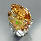 Expensive Design Natural Citrine Quartz Ring 925 Sterling Silver Size 7 /R481121
