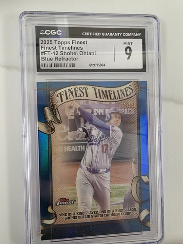 Topps 2025 Finest Timelines Shohei Ohtani #FT-12 Blue Refractor /99 CGC 9