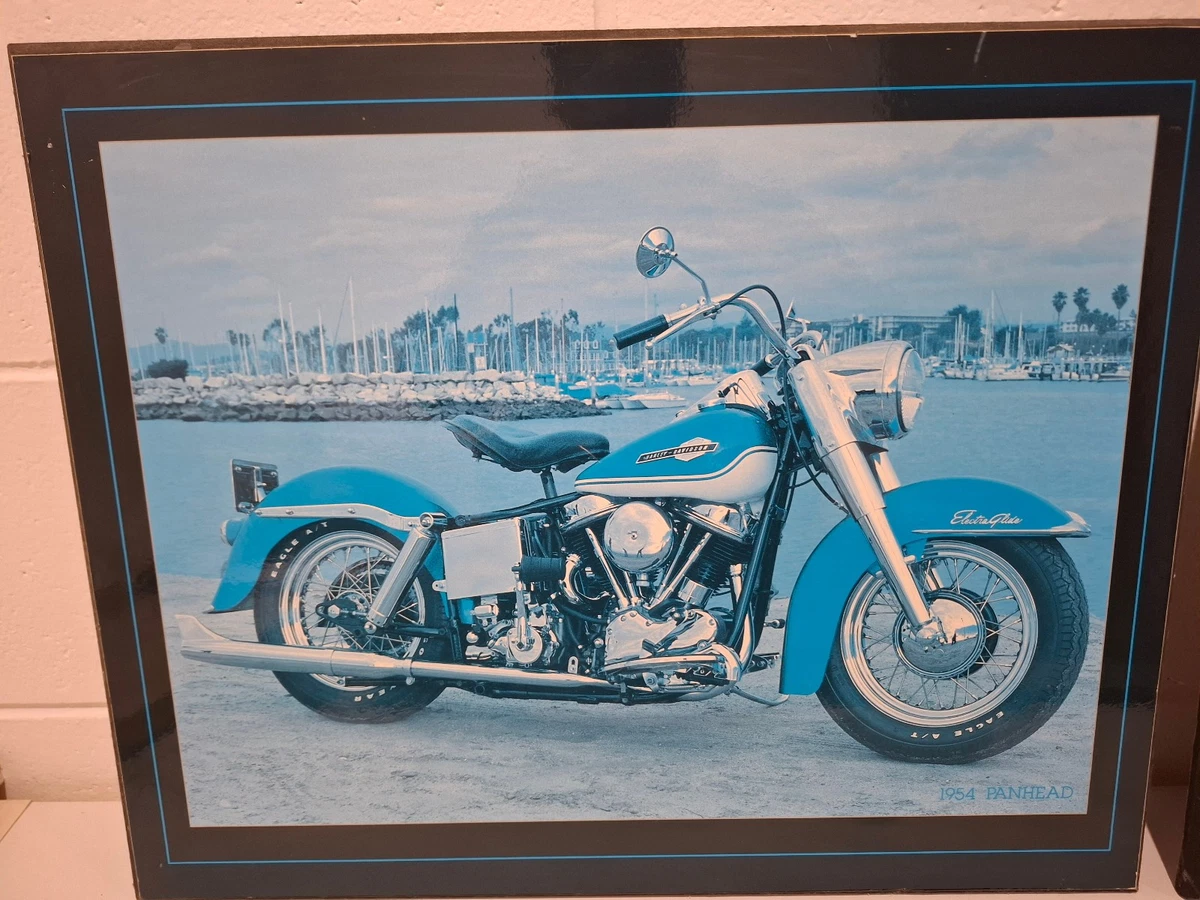 Retro Harley Davidson Wood Mounted Prints x 2 - Wall Art - 51cm x 41cm