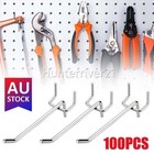 100X Pegboard Hooks Heavy Duty Metal Peg Board Shelving Hooks Organizer 100mm