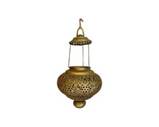 Vintage Hanging  Middle Eastern Pierced Brass Lantern
