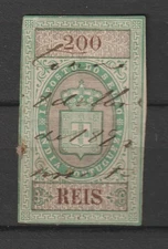 Portugal Inde Revenue Stamp Fiscal Fiscaux 1879 Gerais General tax 200 R