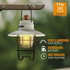 EverBrite 550LM LED Camping Lantern USB C Rechargeable Lantern with 3 Light Mode