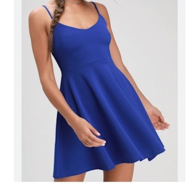 lulus royal blue skater dress Lulus | Blue Cutout Mini Skater Dress | Womens | XX-Small (Available in XS, S)