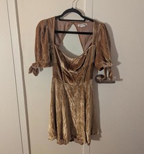 Reformation Gold Velvet Cambrie Mini Dress