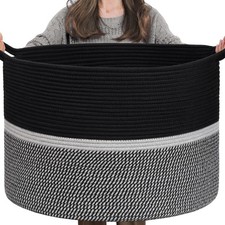 Extra Large Laundry Basket, Woven Rope Blanket Basket For Towels, Clothes, To...