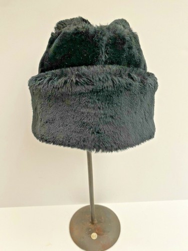 black faux fur Russian hat ear flaps 