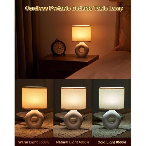 Minimalist White Ceramic Table Lamp - with Linen Shade - Modern Style - Perfect - 第 6/10 張圖片
