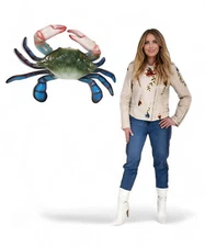 Crab Statue - Life Size Crab Statue (Blue) - Blue Crab Statue Hanging 3FT