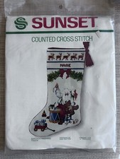 Sunset Counted Cross Stitch Kit 2900 "Santa's Finishing Touch" Xmas Stocking