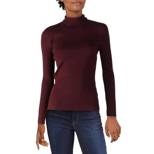 Ribbed Red Knit Turtleneck Sweater Top 