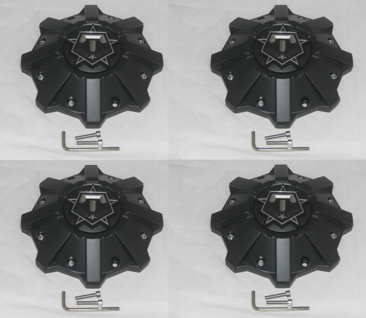 4 CAP DEAL TIS SATIN BLACK WHEEL RIM CENTER CAP 6056B212