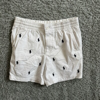 Polo Ralph Lauren Boys All Over Pony Print Chino Shorts White/Blue