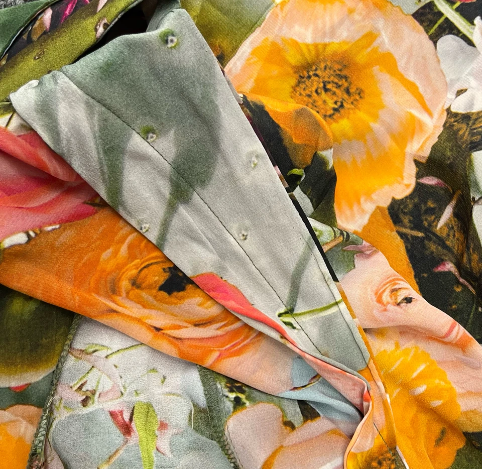 Vestido midi manga larga estampado de flores de cactus Akris Punto ALTRD talla 16 Foto 4 de 4