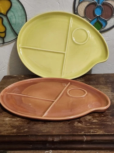 Red Wing Eva Zeisel Town & Country Divided Patio Supper Snack Plates Set Of 2