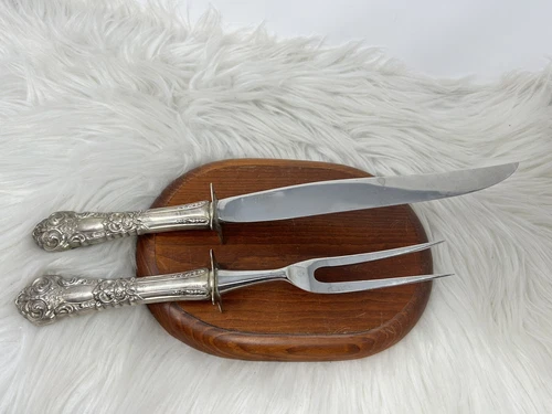 Vintage Reed & Barton Mirrorstele Sterling Handle Large Serving Knife and Fork