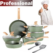 12Piece Pots and Pans Set Nonstick Induction Cookware Set Granite Coated Pot Set