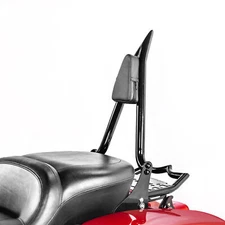 MOFUN 27" Sissy Bar Black Backrest & Crown Luggage Rack For Harley Touring 09-25