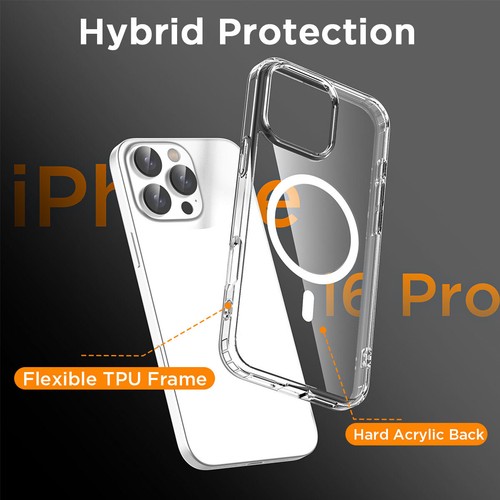 Shockproof MagSafe Case for iPhone 16 15 14 13 12 Pro Max Plus Clear Phone Cover - Picture 117 of 131