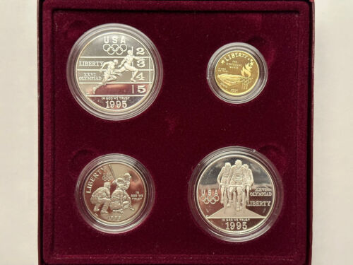 1995 Centennial Olympic Games 4-Coin Proof Set #2 in OGP w/o COA - Picture 1 of 11