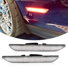 For 15-18 Ford Mustang Red LED Clear Lens Rear Side Marker Lights Bumper Lamps