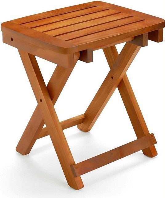 Bamboo Shower Seat Bench Bathroom Spa Bath 18 Inches Shower Folding