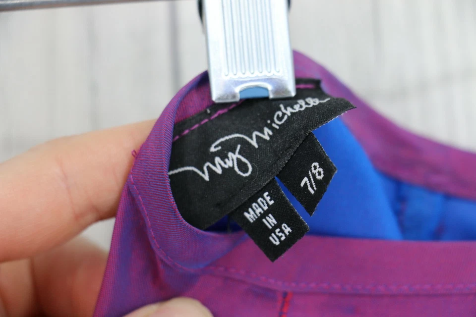 My Michelle Vintage Womens A-Line Shimmer Shine Metallic Skirt Size 7/8 Purple - Image 2 of 4