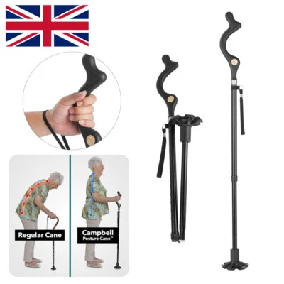 Walking Stick Folding Elder Posture Straight Cane Adjustable Height Lightweight