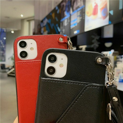 For iPhone 16 15 Pro Max 14 13 12 11 X XR Retro Crossbody Wallet Strap Card Case - Picture 9 of 14
