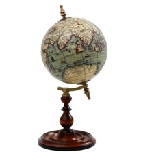Globus Terrarum 1666 Old World Globe 8" Mahogany Stand Replica Table Top Decor