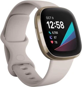 Fitbit Sense Health & Fitness Smartwatch avec GPS Fréquence cardiaque SpO2 ECG blanc