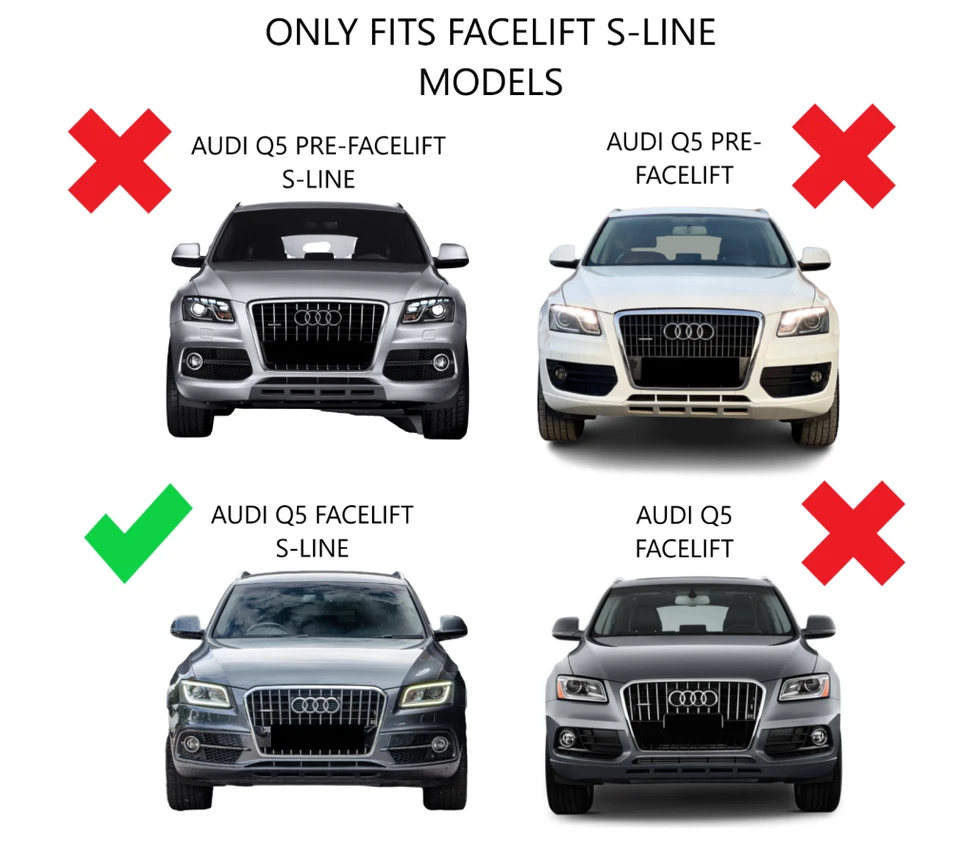 Cubierta de rejilla de luz antiniebla delantera negra brillante para Audi Q5 S-Line SQ5 2013-2017 Foto 3 de 4