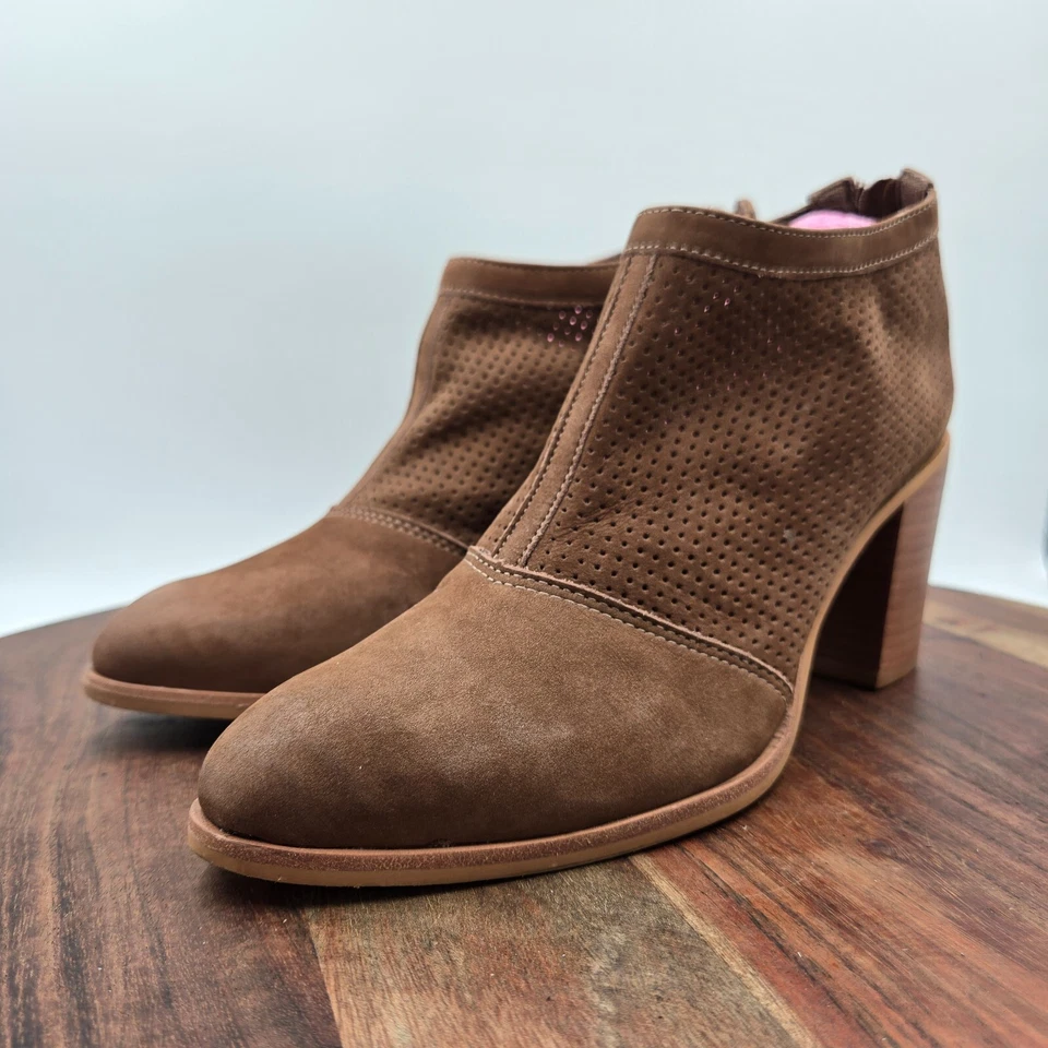 Шоколадный синий Breece ботинки женщин 39 / 8,5 коричневый нубук блок каблук ботинок - Изображение 4 из 4