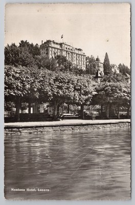 Montana Hotel Luzern Luzern Schweiz 1951 RPPC Globetrotter Lunaba Abbrechen