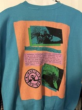 Vintage Hobie Sweatshirt Crew Sz Large Turquoise Blue Huge Logo Hit Shralp Surf