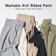 Uniqlo Washable Knit Ribbed Pants • BLACK & TAUPE • NWT • Size *See Description