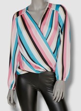  165 Inc International Concepts Women's Multicolor Striped V-Neck Blouse Size S
