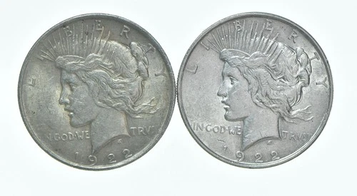1922 & 1922 Peace Silver Dollar $1 Bullion Collection Lot *125