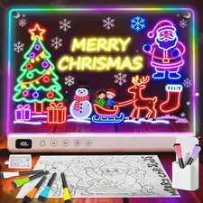 Led Drawing Board with 13 Light Effects 13.7"x10" Rechargeable Glow Doodle LED