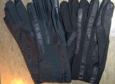 2 Pairs Vintage Used Isotoner Gloves Black One Size Womens Nylon Spandex Leather