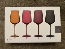 Viski Reserve Nouveau Lead Free Crystal Wine Glasses Sunset Set of Four 22 OZ