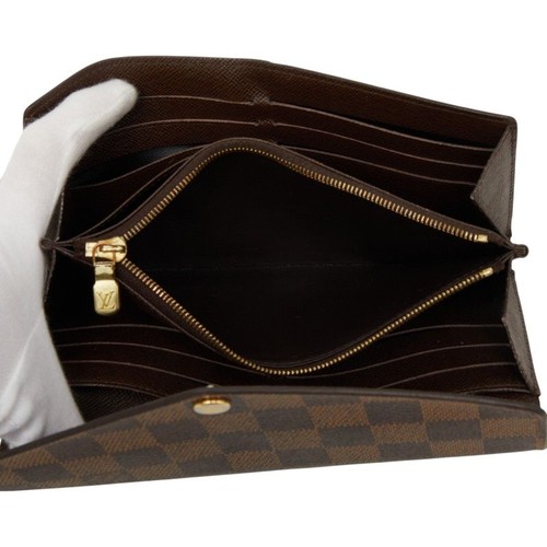 Louis Vuitton Damier Portefeuille Sarah Long Wallet N63209 Brown PVC Leather Lad - Picture 7 of 9