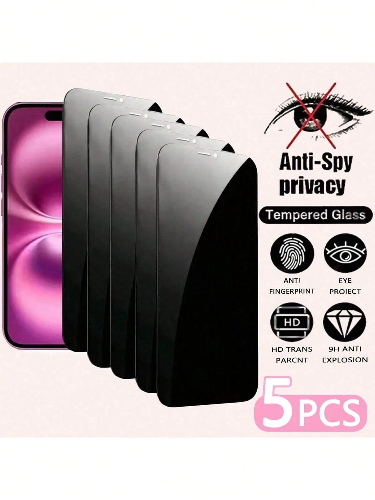 5 Pack Privacy Film For iPhone 16 Pro Max/16/15/14/13/12/11/7/8/6 Cheap24