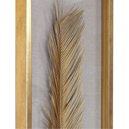 Uttermost 04176 Palma Wall Accent Gold and Neutral Linen with Gold Leaf - Picture 4 of 6