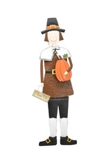 Glitzhome Metal Pilgrim Girl Thanksgiving Decor Be Thankful Pumpkin Figure