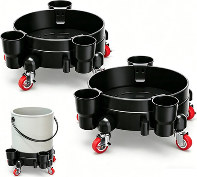 Heavy-Duty Bucket Dolly with Wheels & Locking Casters for Easy Rolling Use