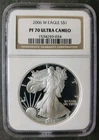 2006 W Proof $1 American Silver Eagle Dollar NGC PF70 Ultra Cameo