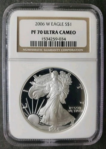 2006 W Proof $1 American Silver Eagle Dollar NGC PF70 Ultra Cameo